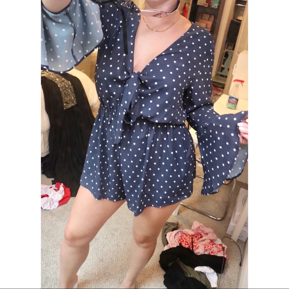 NWT White Fox Navy Romper L